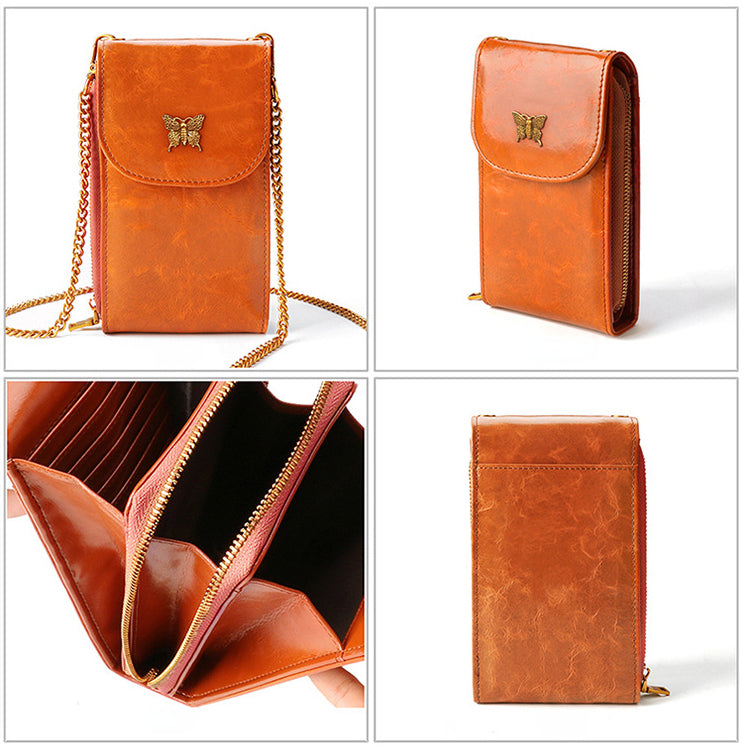 Vintage Chain Crossbody Leather Mini Cellphone Bags 8726-Handbag & Wallet Accessories-Red-Free Shipping Leatheretro