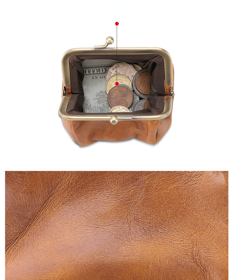 Vintage Cute Leather Change Storage Bags K095-Wallets & Money Clips-Green-Free Shipping Leatheretro