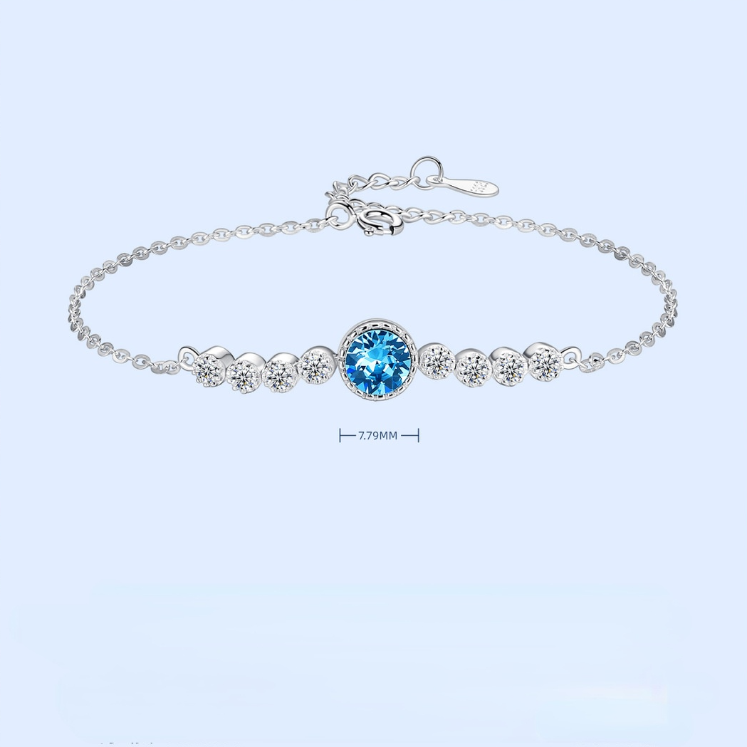 Romantic Luxury Crystal Sliver Bracelet for Women-Bracelets-Blue-Free Shipping Leatheretro