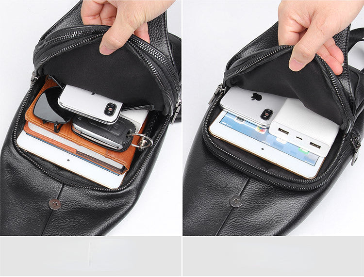 Cowhide Leather Chest Bags for Men 4004-Handbags-Black-Free Shipping Leatheretro