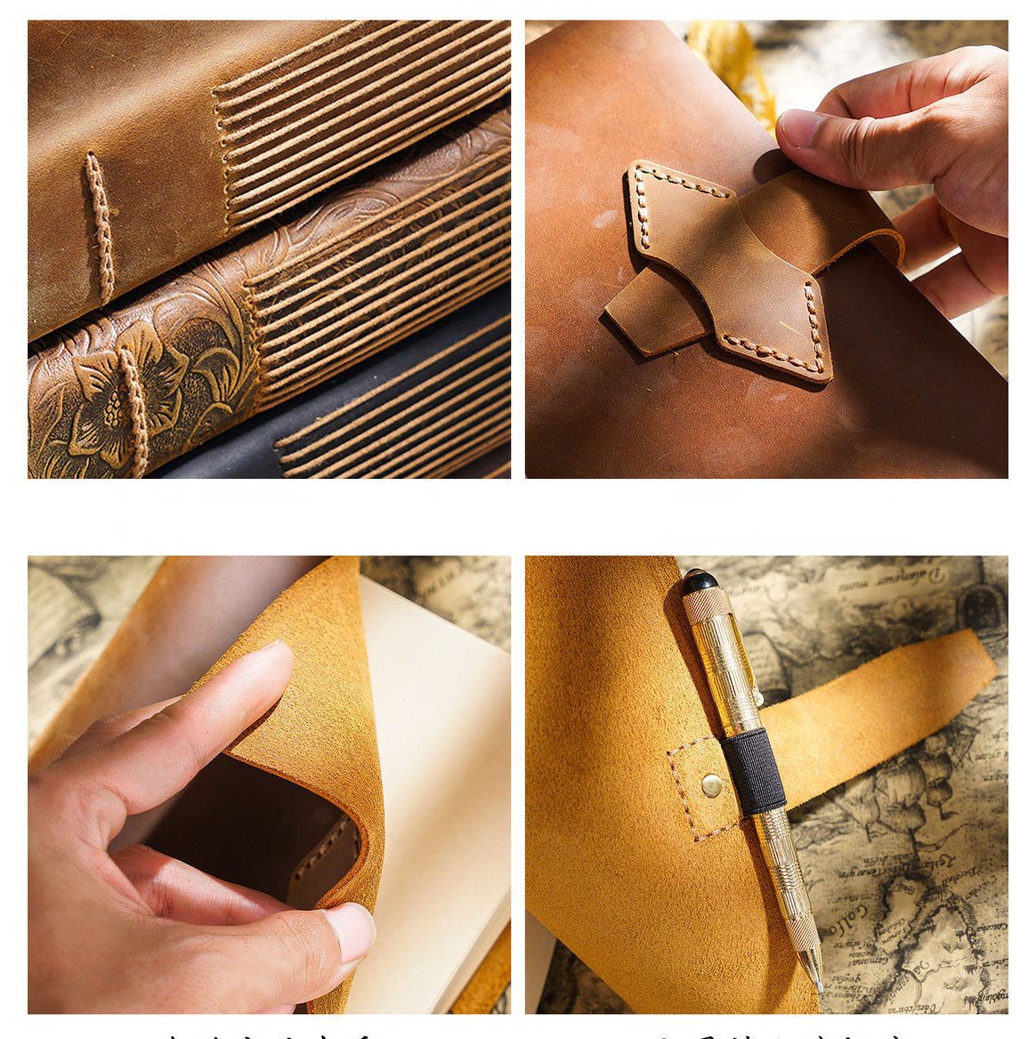 Vintage Handmade Leather A5 Notebook-Notebooks & Notepads-Black-Free Shipping Leatheretro