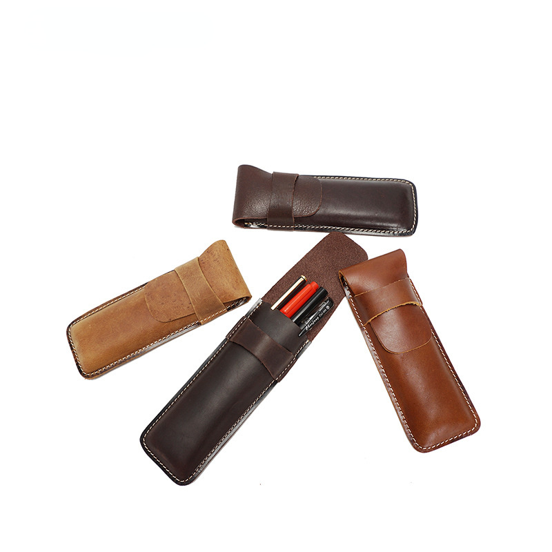 Vintage Leather Pen Protective Cases-Brown-Crazy Horse-Free Shipping Leatheretro