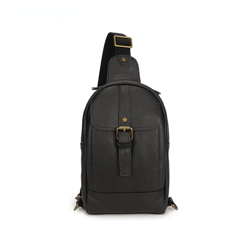 Vintage Exercising Cowhide Leather Chest Bag-Coffee-Free Shipping Leatheretro