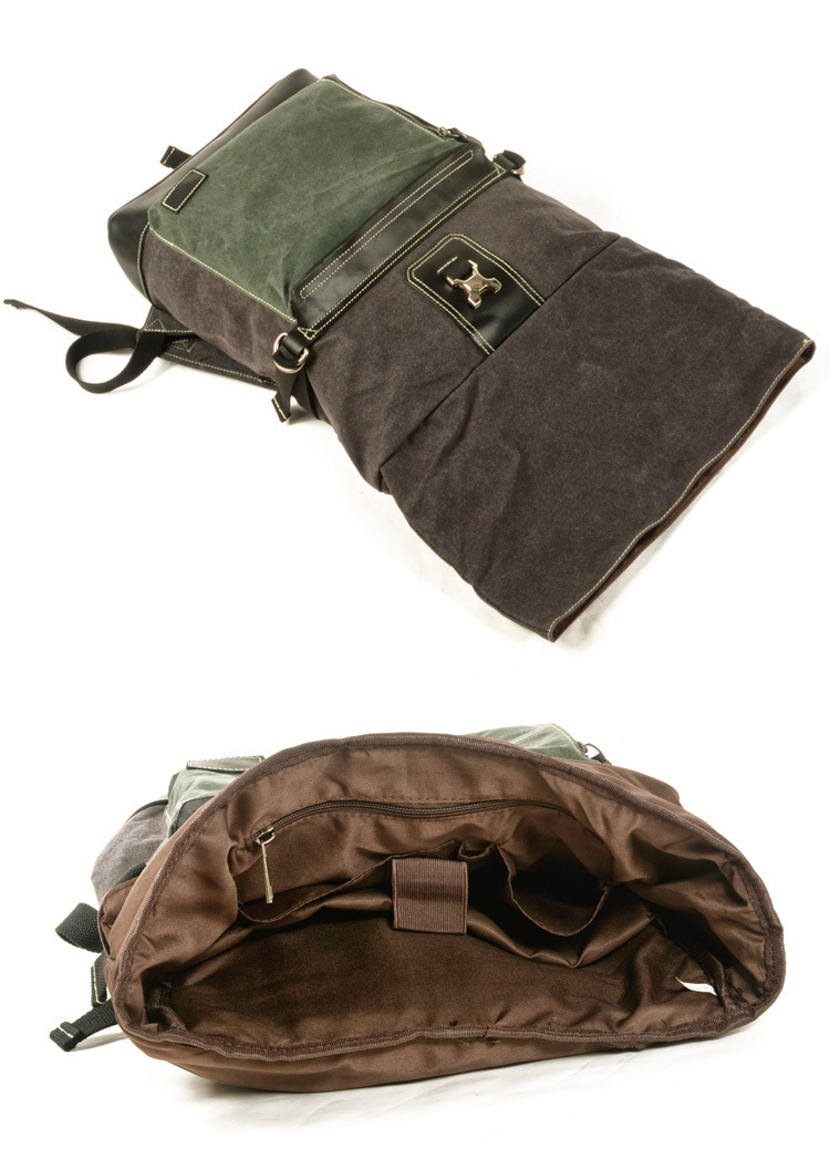 Waxed Canvas 15" Large Storage Casual Hiking Backpack 5006-Backpacks-Khaki-Free Shipping Leatheretro