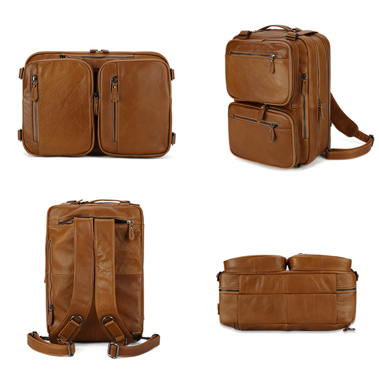 Vintage Men Multi Functional Backpack & business Briefcase J6332-Leather Backpack-Coffee-Free Shipping Leatheretro