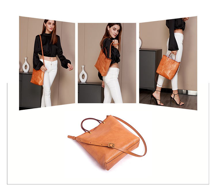 New Women Fashion Leather Shoulder Handbag W8749-Leather Women Bags-Brown-Free Shipping Leatheretro