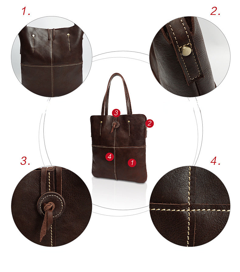 Vintage Handmade Leather Handbags for Women 8071-Handbags-Coffee-Free Shipping Leatheretro