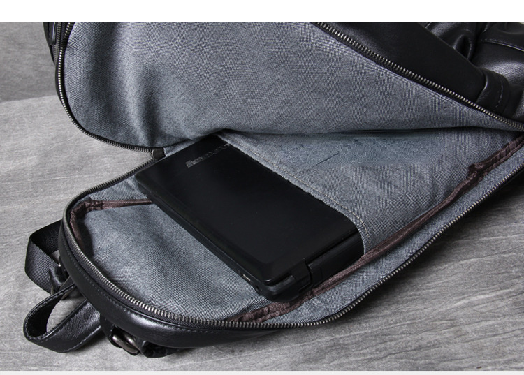 Black Classical Leather Traveling Backpack 8021-Leatehr Backpack-Black-Free Shipping Leatheretro