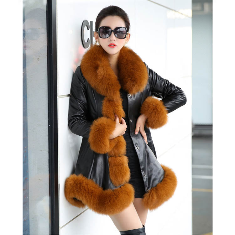 Luxury Designed Artificial Fox Fur Warm Thick for Women-Coats & Jackets-Yellow-S-Free Shipping Leatheretro