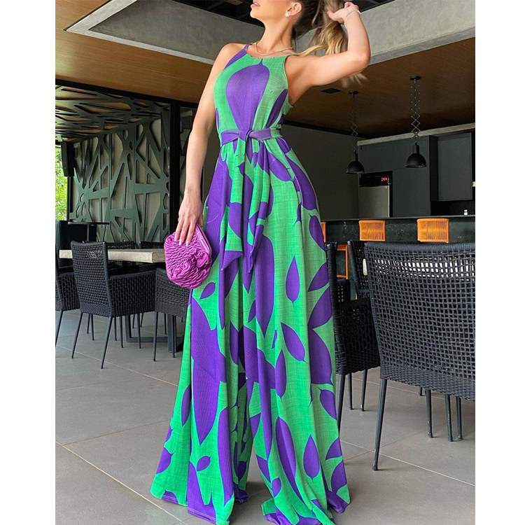 Sexy Sleeveless High Waist Women Long Dresses-Suits-Green-S-Free Shipping Leatheretro