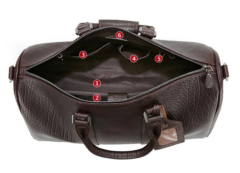 Vintage Cowhide Leather Weekend Bags for Traveling P0092-Black-Free Shipping Leatheretro
