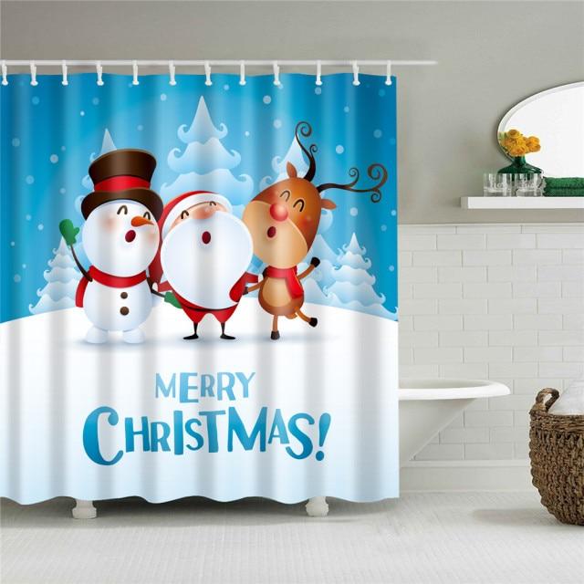 Christmas Fabric Shower Curtain-Shower Curtains-180×180cm Shower Curtain Only-Free Shipping Leatheretro