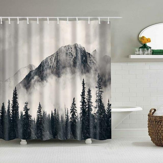 3D Fog Mountain Fabric Shower Curtain-Shower Curtains-180×180cm Shower Curtain Only-Free Shipping Leatheretro