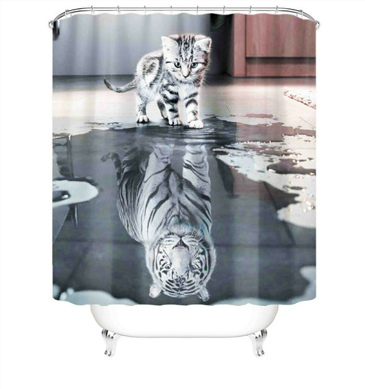 3D Cat Print Fabric Shower Curtain-Shower Curtains-180×180cm Shower Curtain Only-Free Shipping Leatheretro
