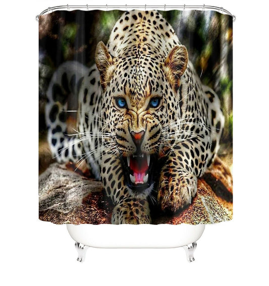 3D Leopard Fabric Shower Curtain For Bathroom-Shower Curtains-180×180cm Shower Curtain Only-Free Shipping Leatheretro