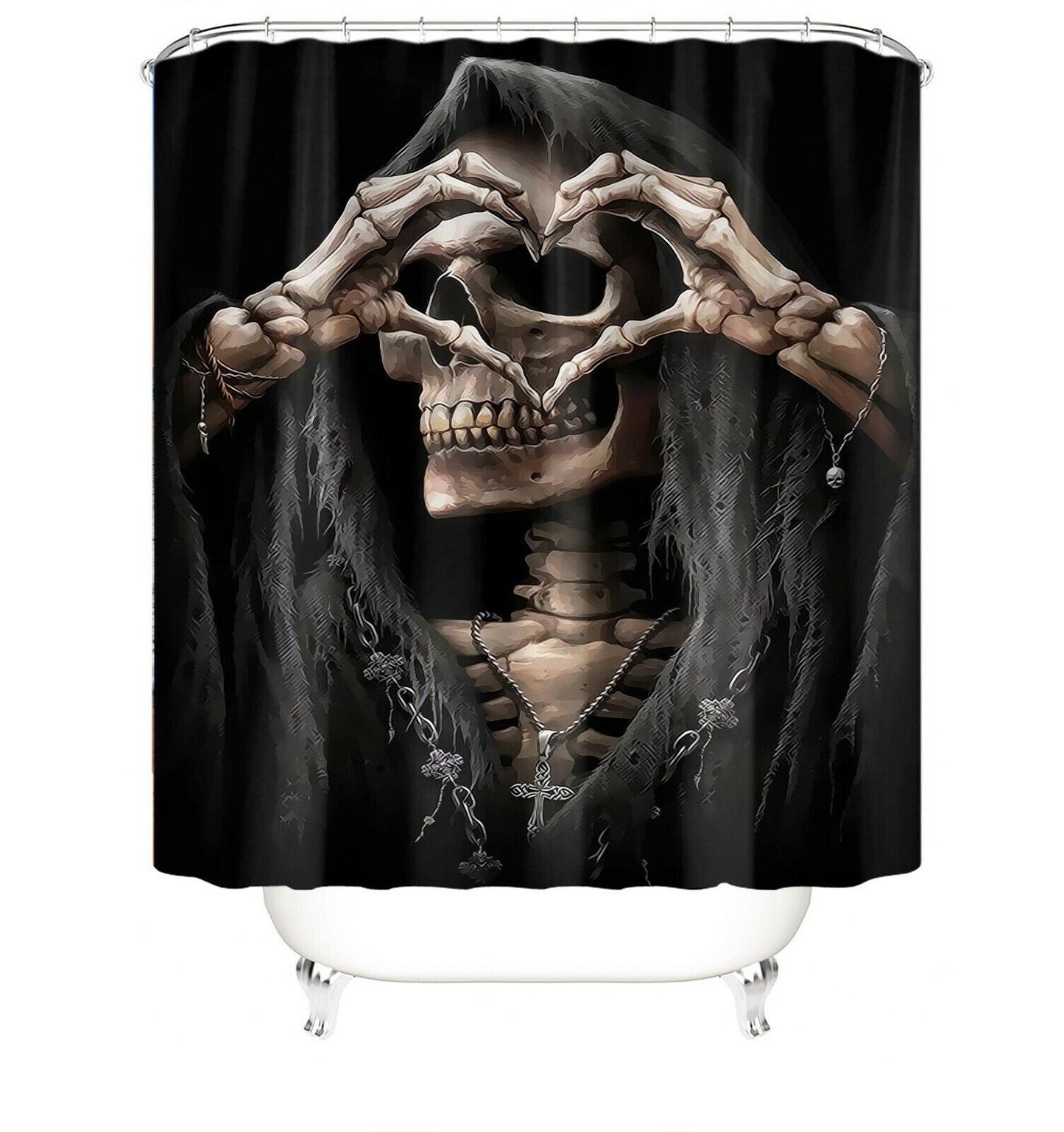 Finger Heart Horrible Fabric Shower Curtains-Shower Curtains-180×180cm Shower Curtain Only-Free Shipping Leatheretro