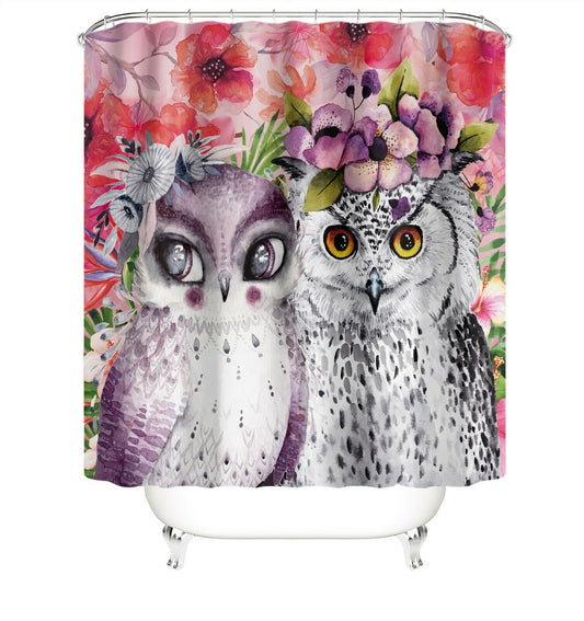 Owl Print 3D Fabric Shower Curtain-Shower Curtains-180×180cm Shower Curtain Only-Free Shipping Leatheretro