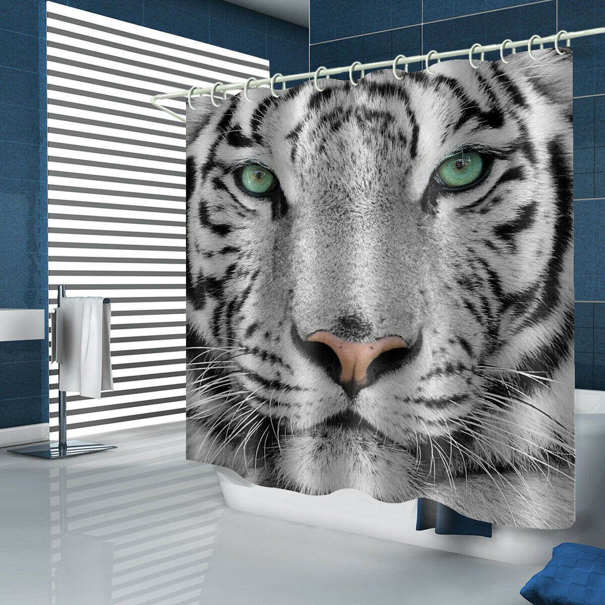 Tiger Head Fabric Shower Curtain-Shower Curtains-Free Shipping Leatheretro