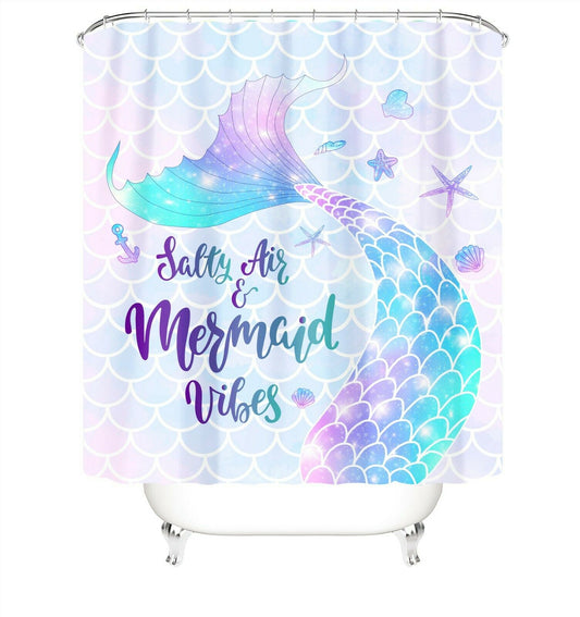 Mermaid Tail Fabric Shower Curtains-Shower Curtains-180×180cm Shower Curtain Only-Free Shipping Leatheretro