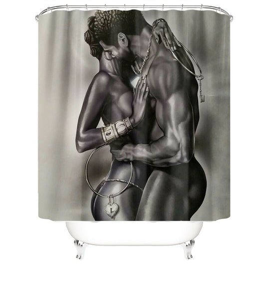 Lover Couple Fabric Shower Curtain-Shower Curtains-180×180cm Shower Curtain-Free Shipping Leatheretro