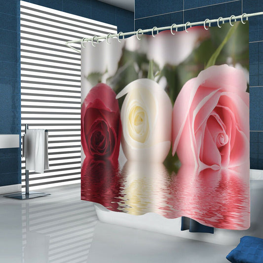 Three Roses Fabric Shower Curtain for Bathroom-Shower Curtains-180×180cm Shower Curtain Only-Free Shipping Leatheretro