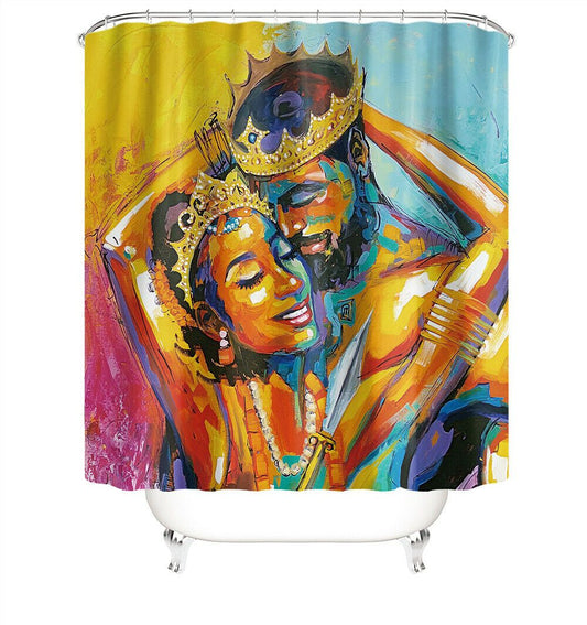 King and Queen Fabric Shower Curtain For Bathroom-Shower Curtains-180×180cm Shower Curtain Only-Free Shipping Leatheretro