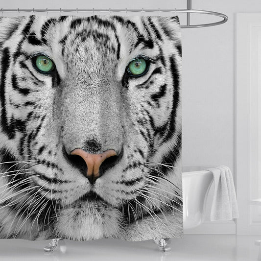 Tiger Head Fabric Shower Curtain-Shower Curtains-Free Shipping Leatheretro