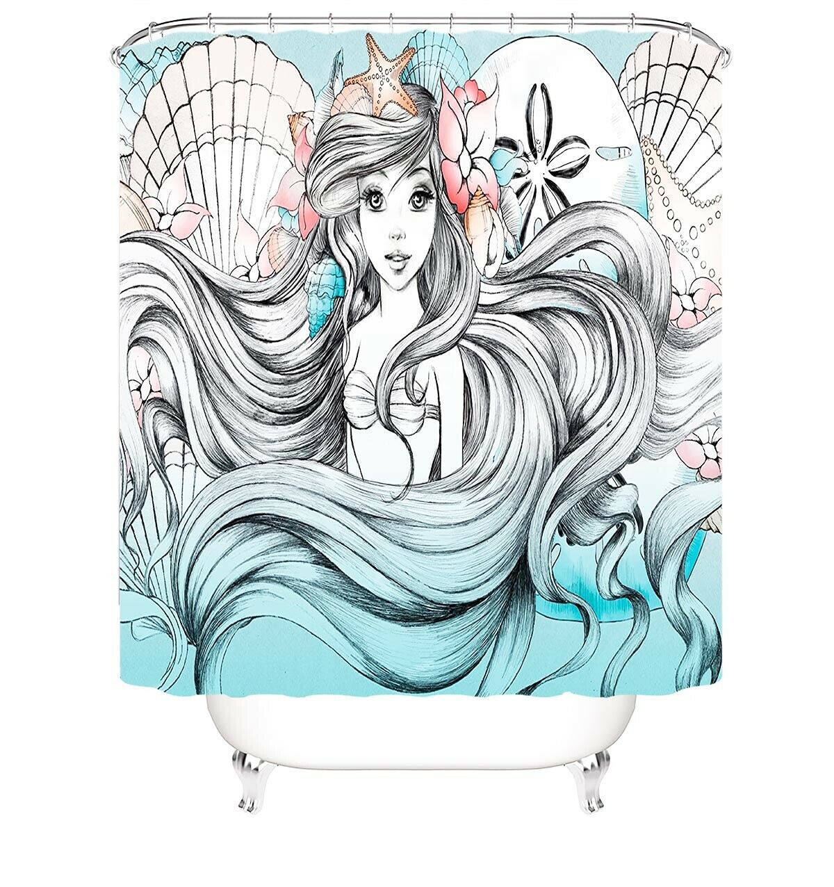 Long Hair Girl Fabric Shower Curtain-Shower Curtains-180×180cm Shower Curtain Only-Free Shipping Leatheretro