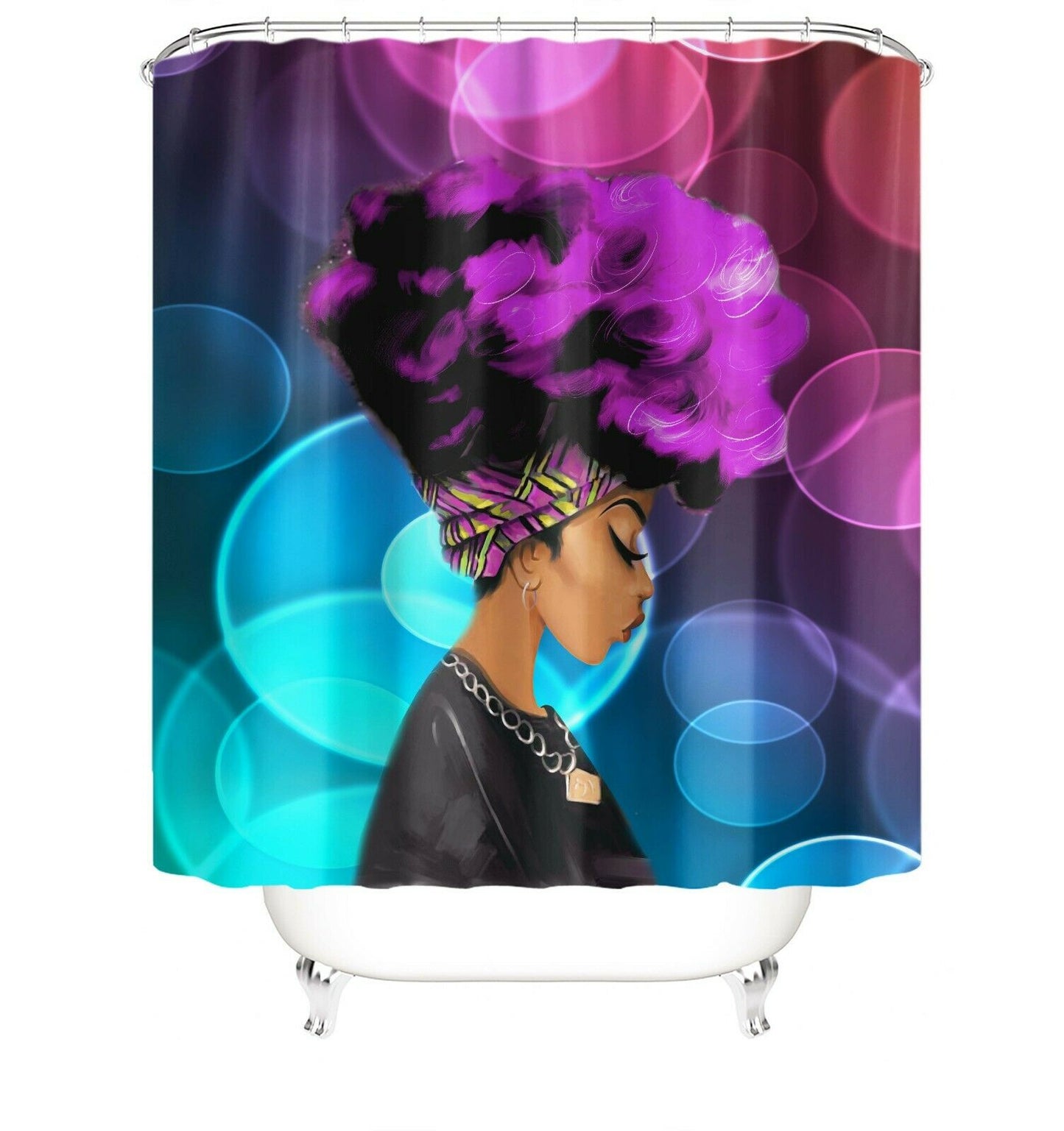 African Woman Fabric Shower Curtain-Shower Curtains-180×180cm Shower Curtain Only-Free Shipping Leatheretro