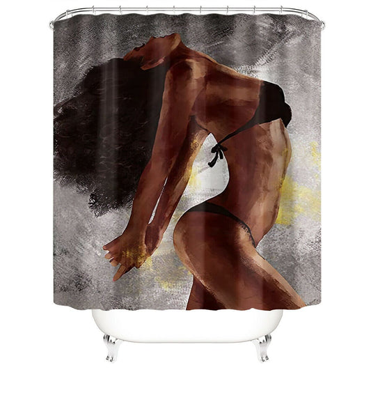 Sexy African Woman Fabric Shower Curtain-Shower Curtains-180×180cm Shower Curtain Only-Free Shipping Leatheretro