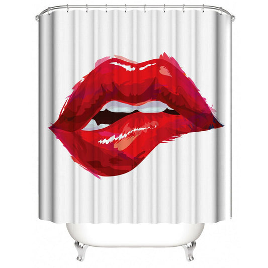 Red Lips Fabric Shower Curtain-Shower Curtains-180×180cm Shower Curtain Only-Free Shipping Leatheretro