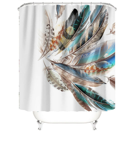 Feather Fabric Shower Curtain For Bathroom-Shower Curtains-180×180cm Shower Curtain Only-Free Shipping Leatheretro