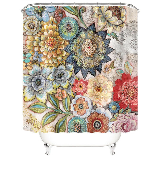 Floral Fabric Shower Curtain For Bathroom-Shower Curtains-180×180cm Shower Curtain Only-Free Shipping Leatheretro