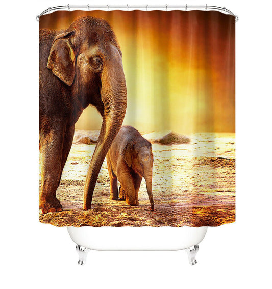 3D Elephant Fabric Shower Curtain-Shower Curtains-180×180cm Shower Curtain Only-Free Shipping Leatheretro
