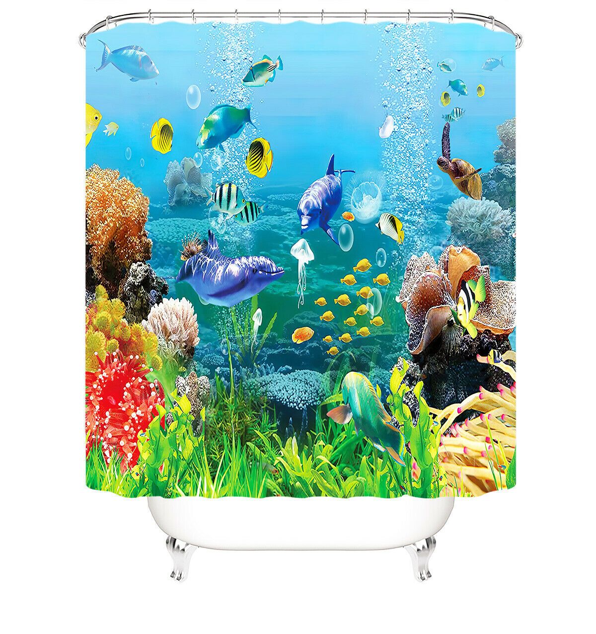 Undersea World Fabric Shower Curtain-Shower Curtains-180×180cm Shower Curtain Only-Free Shipping Leatheretro