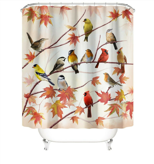 Birds&Tree Fabric Shower Curtain For Bathroom-Shower Curtains-180×180cm Shower Curtain Only-Free Shipping Leatheretro