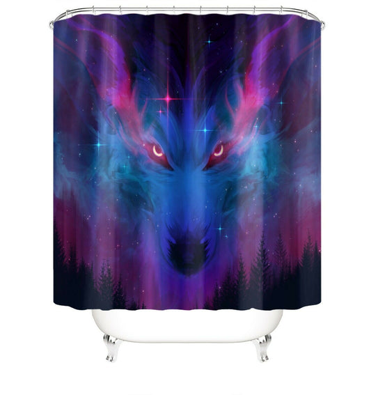 Wolf Print Fabric Shower Curtain For Bathroom-Shower Curtains-180×180cm Shower Curtain Only-Free Shipping Leatheretro