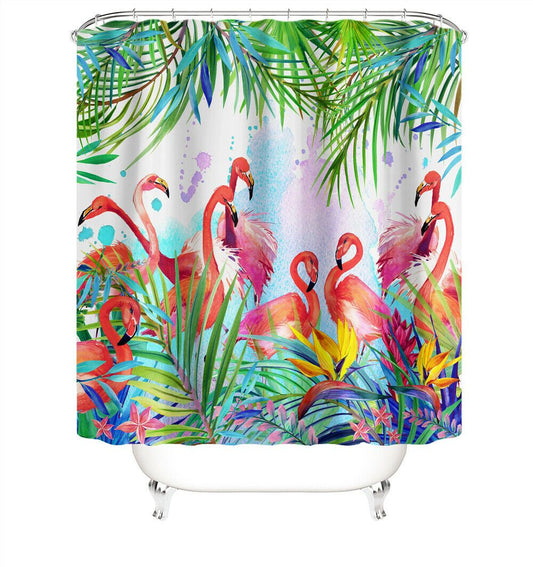 Flamingo Fabric Shower Curtain For Bathroom-Shower Curtains-180×180cm Shower Curtain Only-Free Shipping Leatheretro