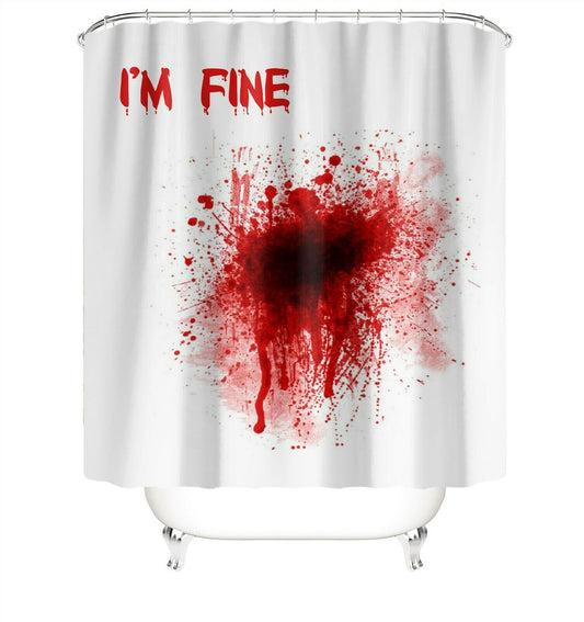 Halloween I'M FINE Fabric Shower Curtain-Shower Curtains-180×180cm Shower Curtain Only-Free Shipping Leatheretro