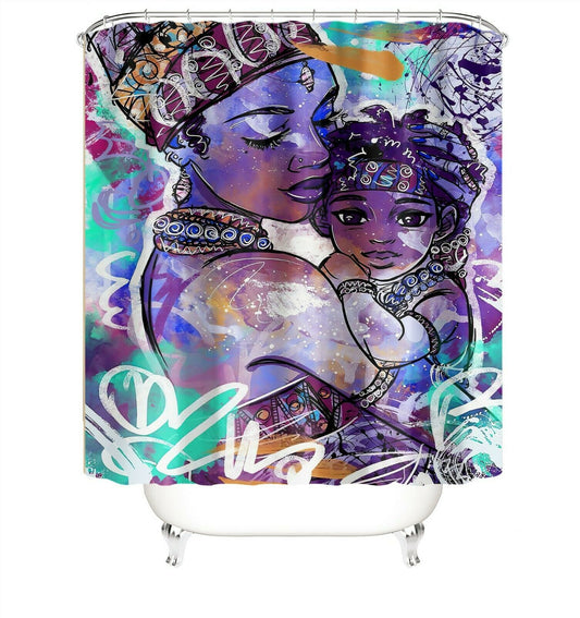 African Woman Fabric Shower Curtain For Bathroom-Shower Curtains-180×180cm Shower Curtain Only-Free Shipping Leatheretro
