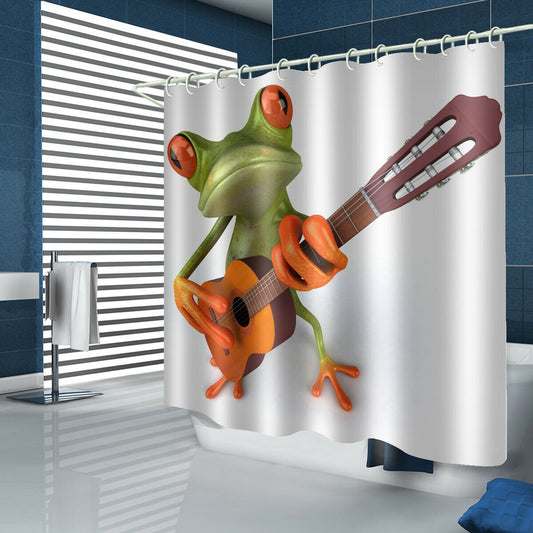 Frog Playing Violin Fabric Shower Curtain-Shower Curtains-180×180cm Shower Curtain Only-Free Shipping Leatheretro