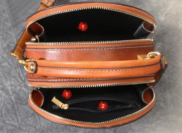 Vintage Cowhide Leather Round Shape Women Handbags 6222-Handbags-Yellow-Free Shipping Leatheretro